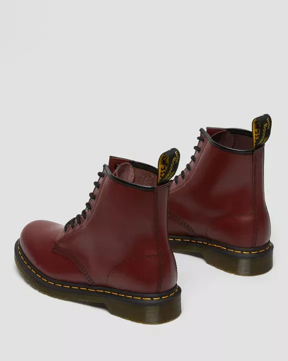 1460 Cherry Red Smooth Leather Lace Up Boots