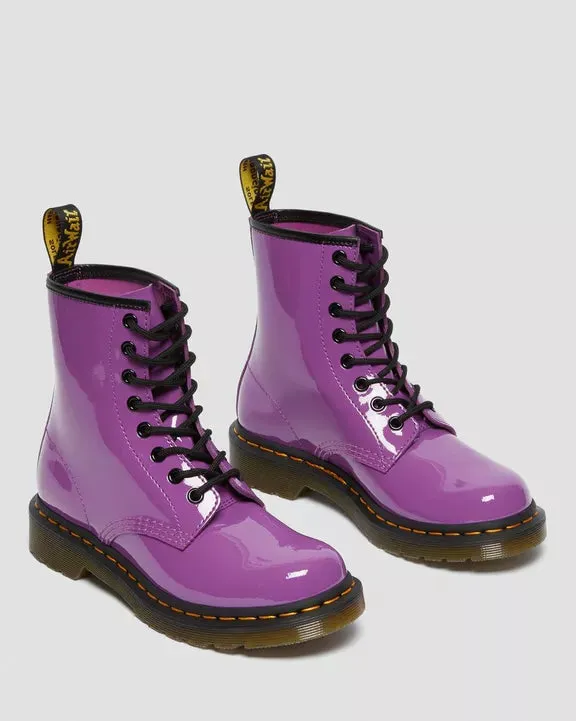 1460 Purple Patent Leather Lace Up Boots