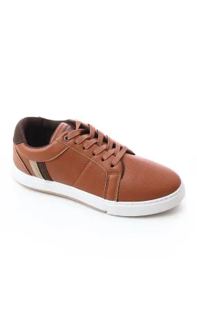 49907 Lace Up Round Toe Leather Dark Camel Casual Shoes