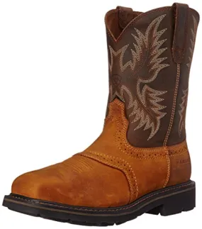 ARIAT Sierra Wide Square Toe Steel Toe Work Boots - Men’s Safety Toe Western Inspired Boot, Aged Bark, 7 Wide