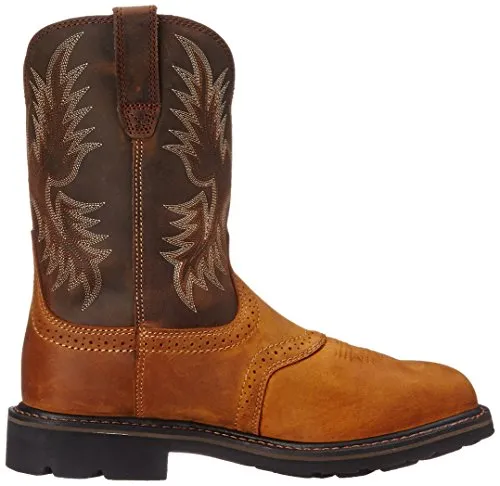 ARIAT Sierra Wide Square Toe Steel Toe Work Boots - Men’s Safety Toe Western Inspired Boot, Aged Bark, 7 Wide