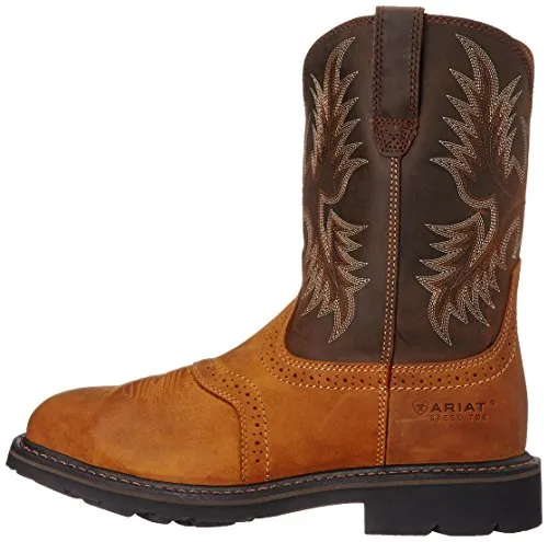 ARIAT Sierra Wide Square Toe Steel Toe Work Boots - Men’s Safety Toe Western Inspired Boot, Aged Bark, 7 Wide