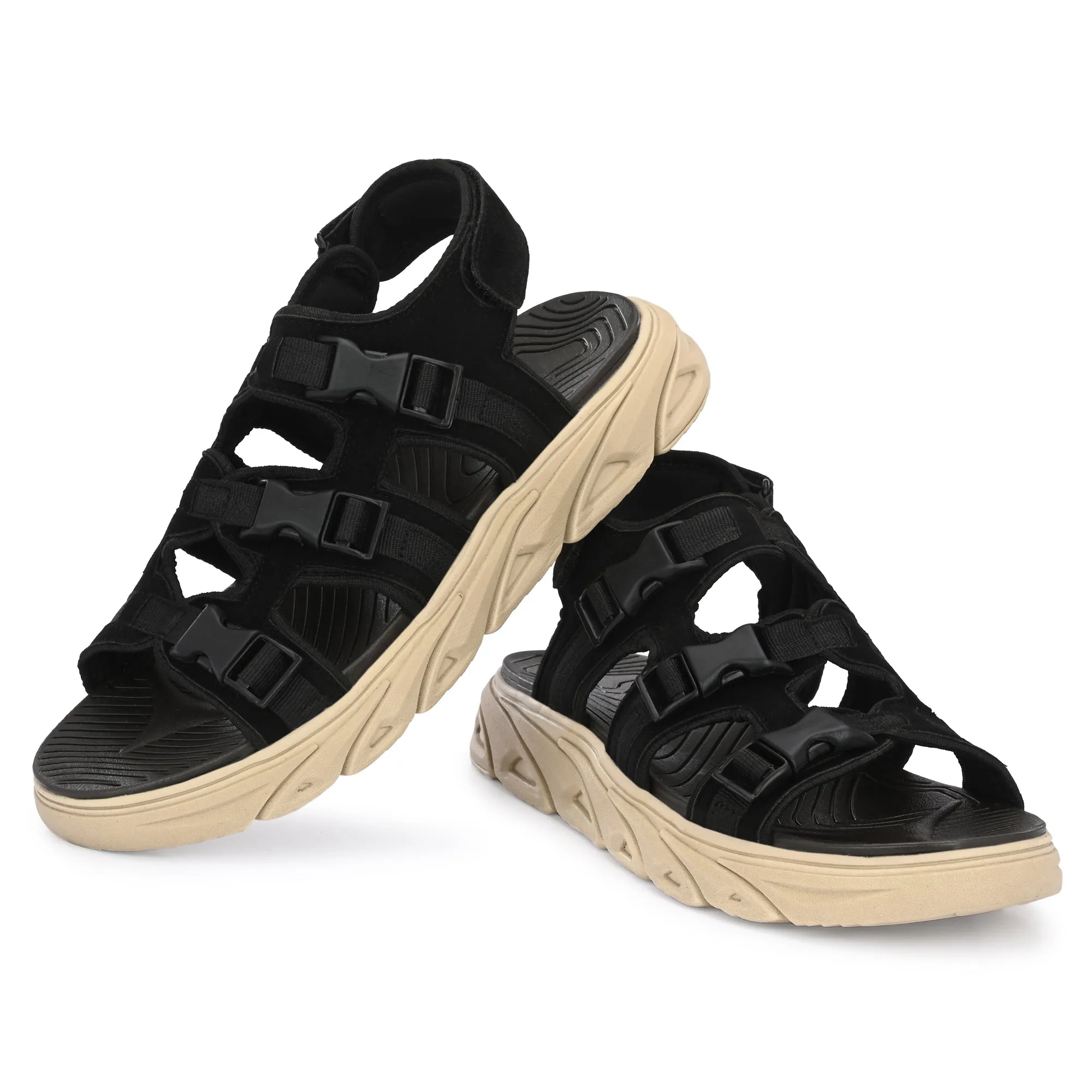 Attitudist Unisex Handcrafted Black Casual Sandal