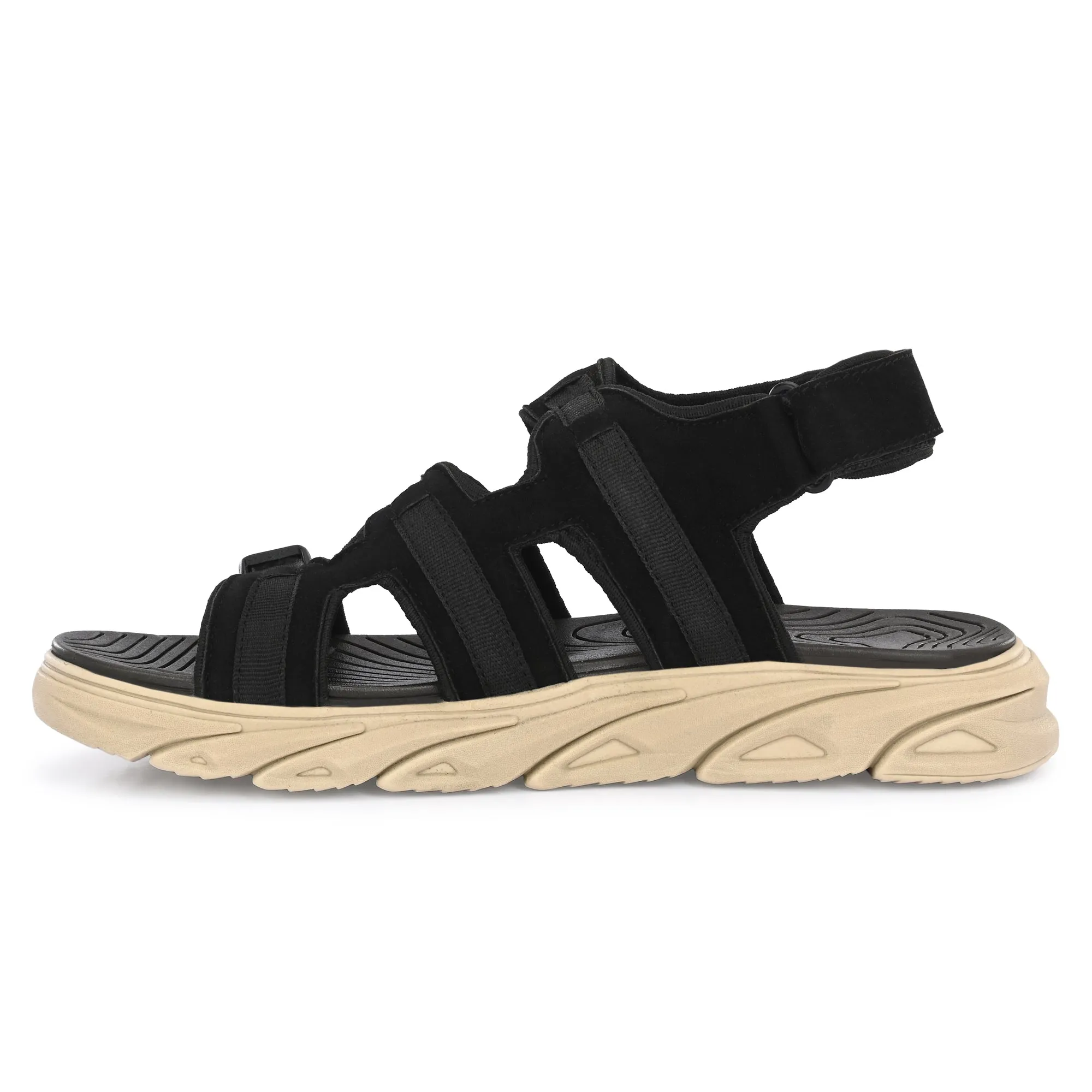 Attitudist Unisex Handcrafted Black Casual Sandal