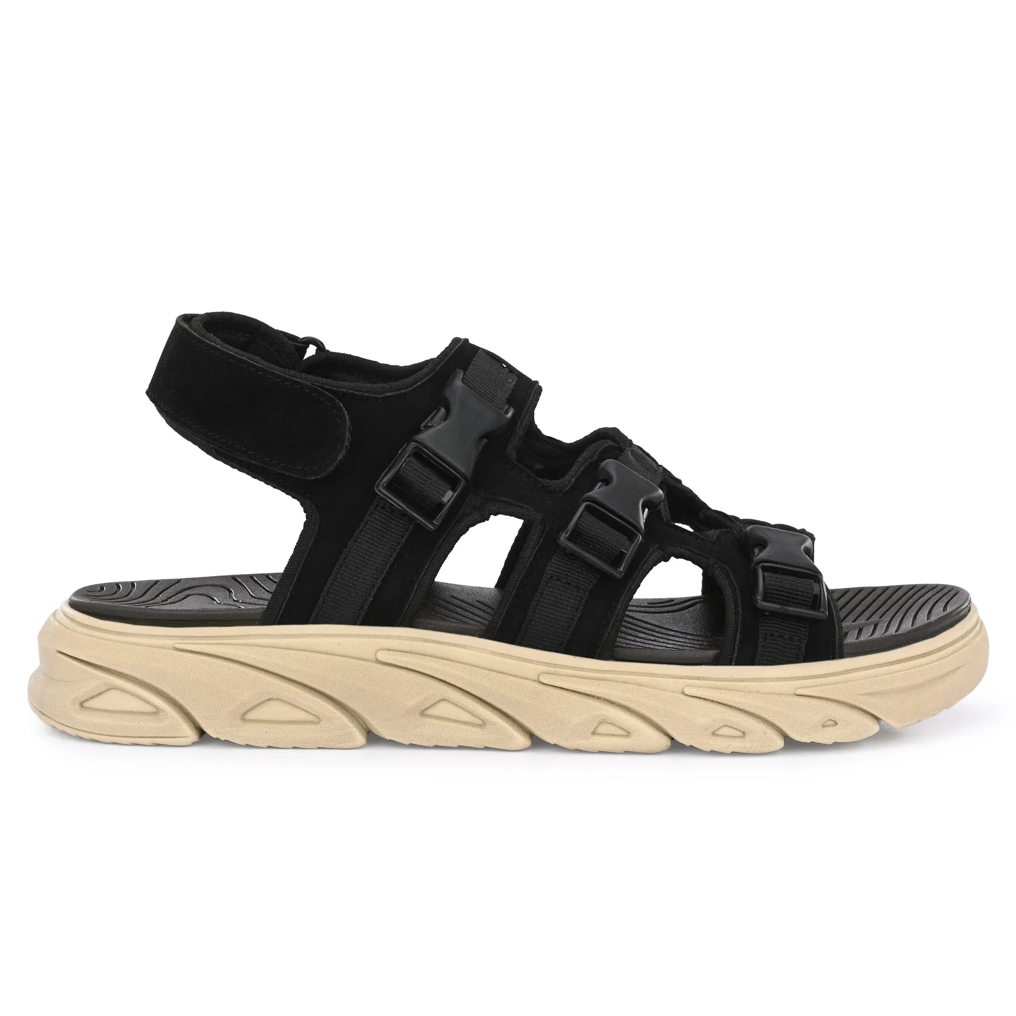 Attitudist Unisex Handcrafted Black Casual Sandal