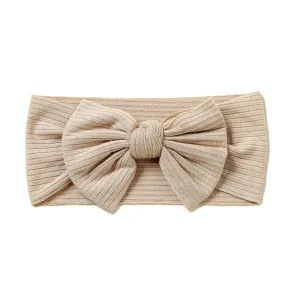 Baby Textured Single Soft Bow Knot Headband — Sand