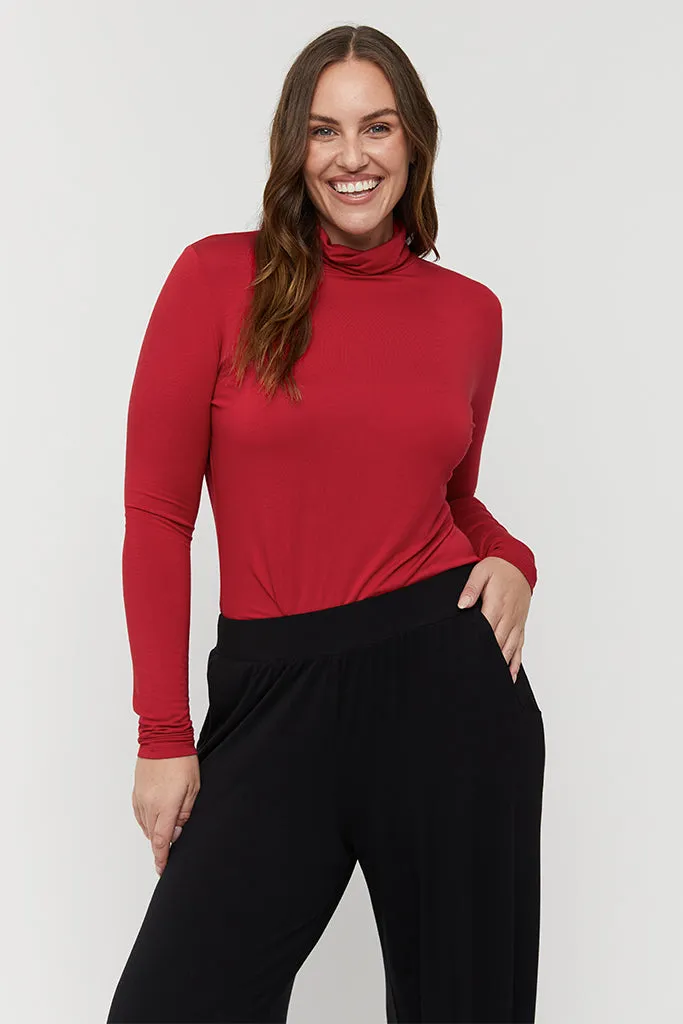 Bamboo Turtle Neck - True Red