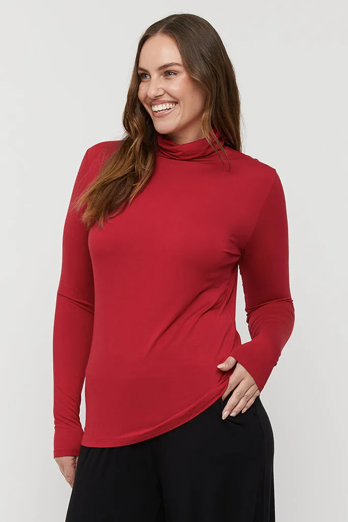 Bamboo Turtle Neck - True Red