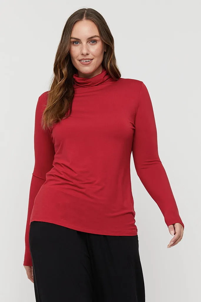 Bamboo Turtle Neck - True Red