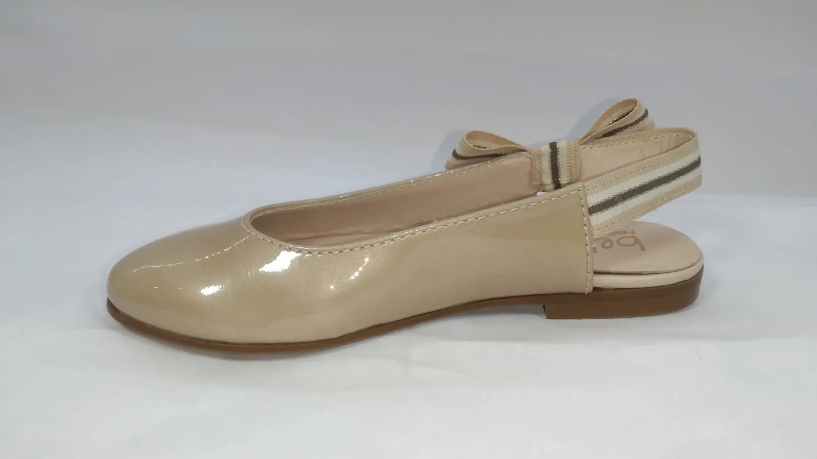 Beberlis Patent Beige Sling Back Dressy Shoes