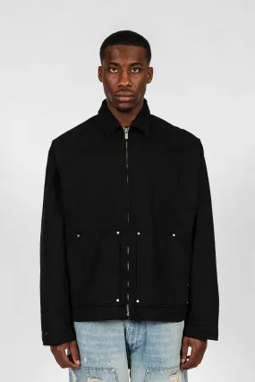 BLACK PUNCHED F CANVAS JACKET