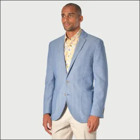 Brook Taverner Doherty Sky Blue Cotton Linen Herringbone Jacket<><>