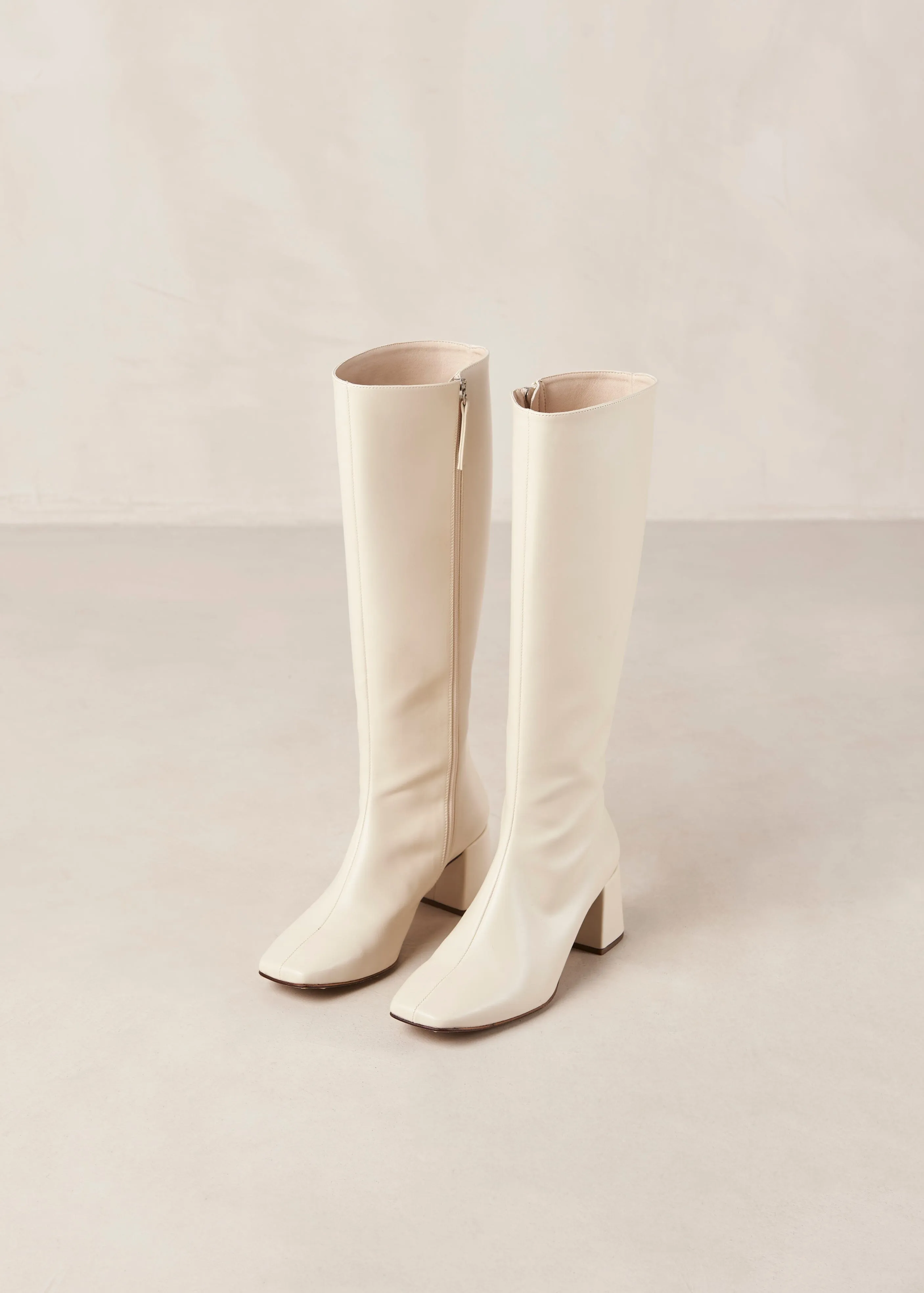 Chalk Warm White Vegan Leather Boots