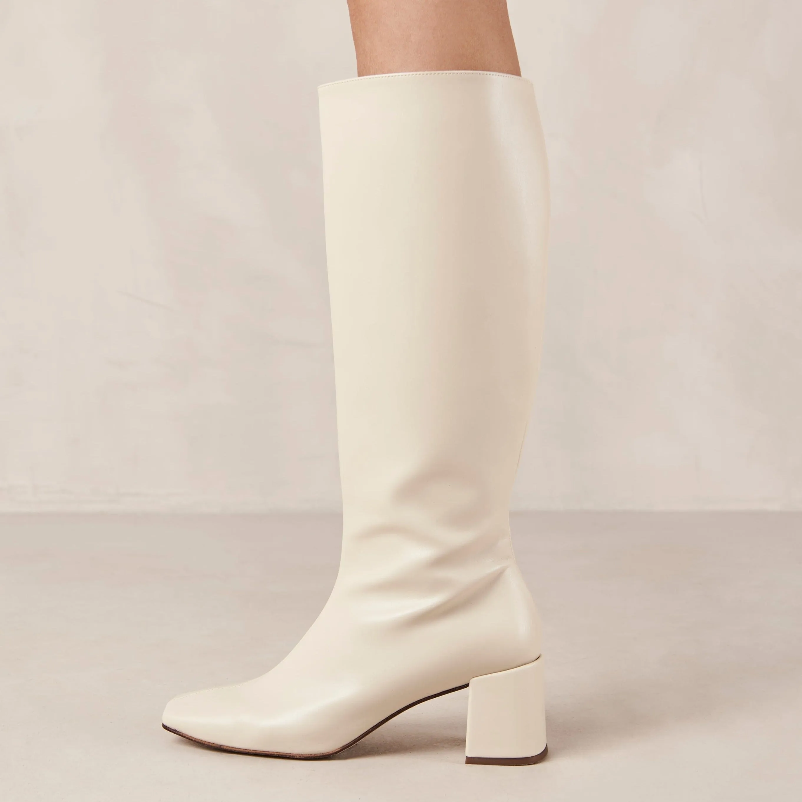 Chalk Warm White Vegan Leather Boots