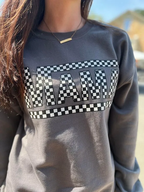 Charcoal Checkered Mama Sweatshirt