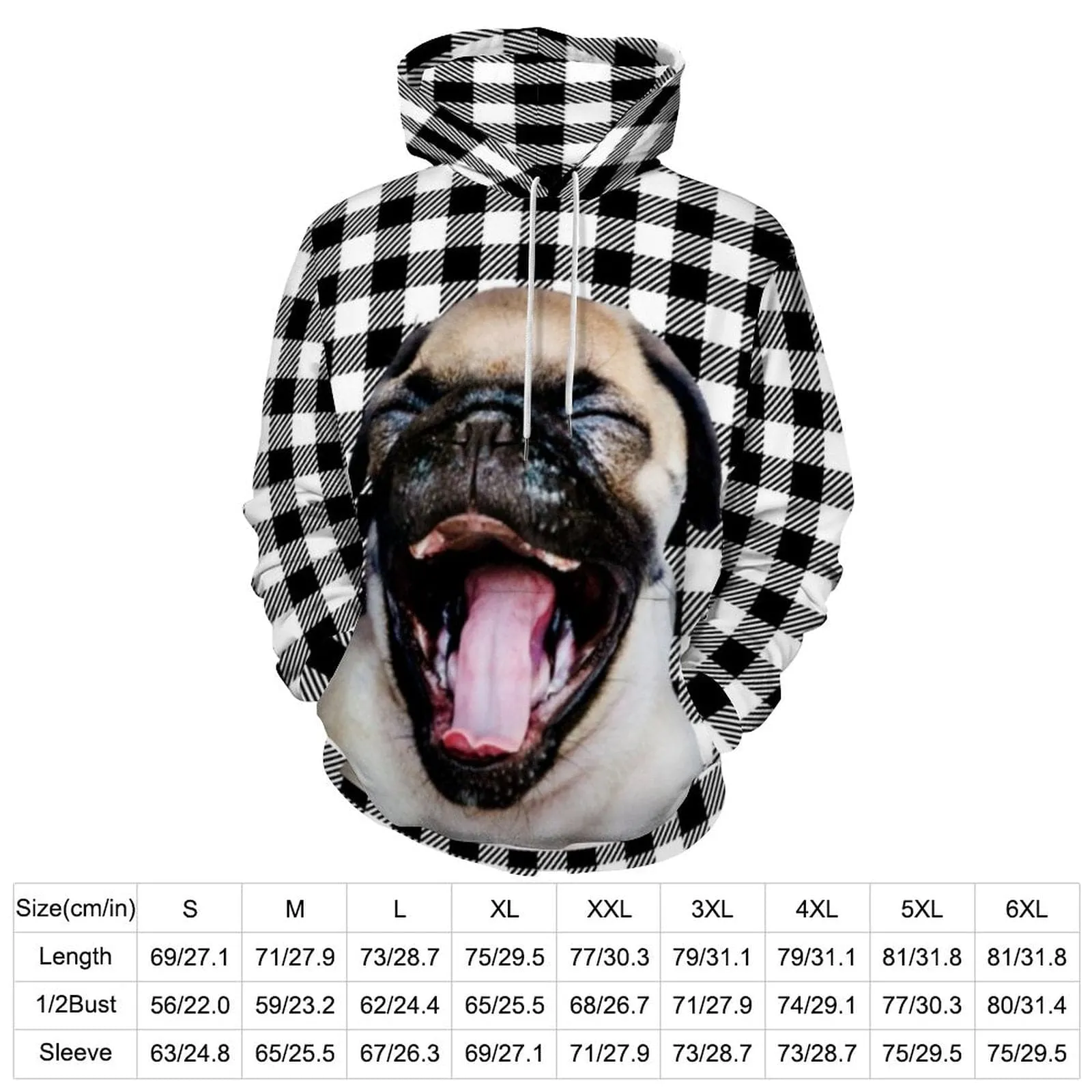 Custom Face Unisex Plaid Hoodie&Sweatpant Set Personalized Couple Loose Hooded Pullover Casual Joggers