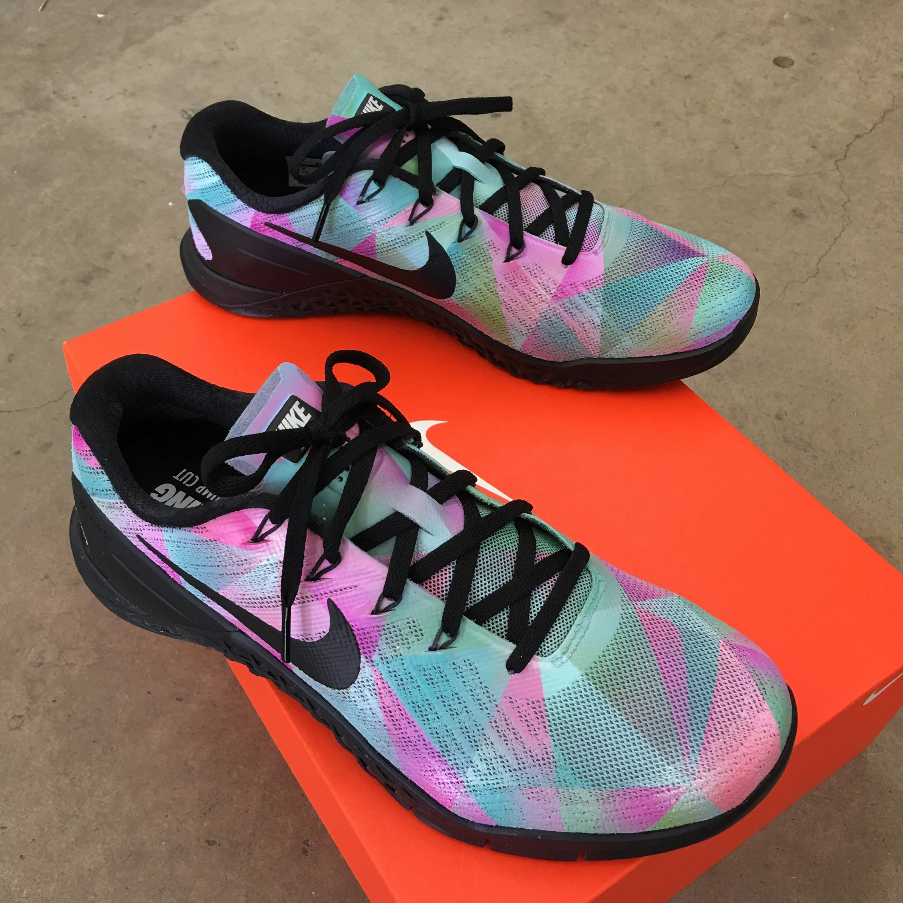 Custom Painted Pastel Prism Nike Metcon 4 Trainers