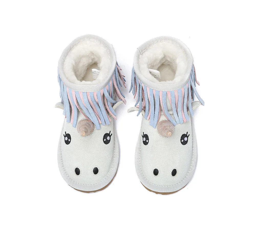 EVERAU Kid Sheepskin Boots Unicorn Kids Plus