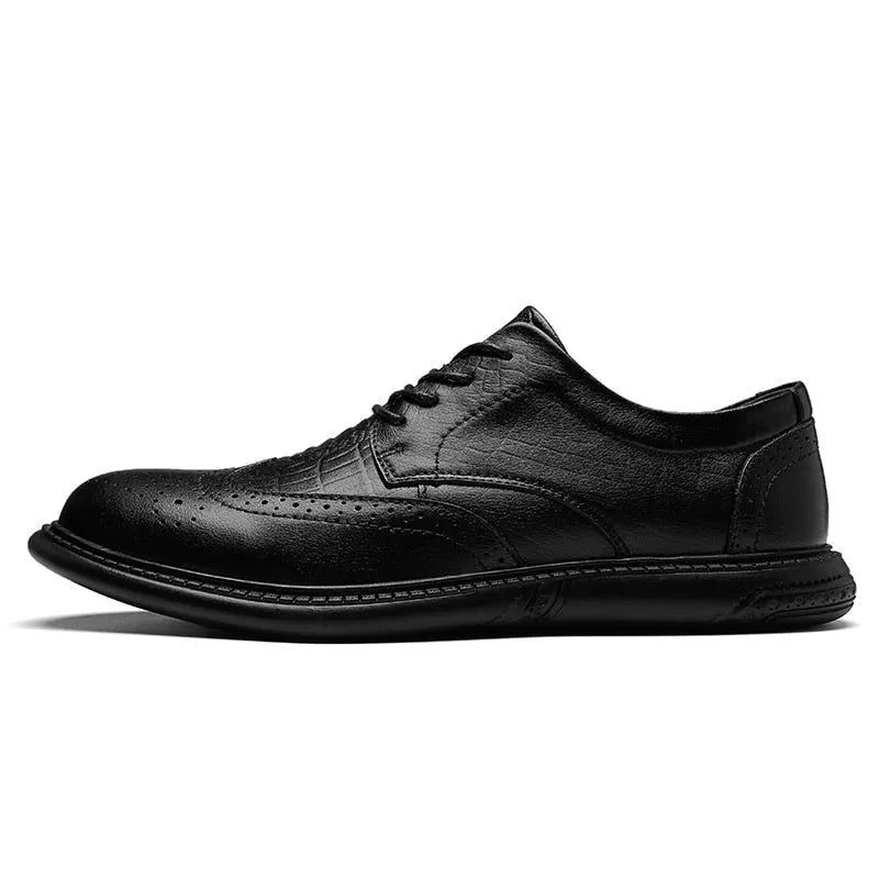 FC147 Italian Design Black Leather Men's Casual Shoes