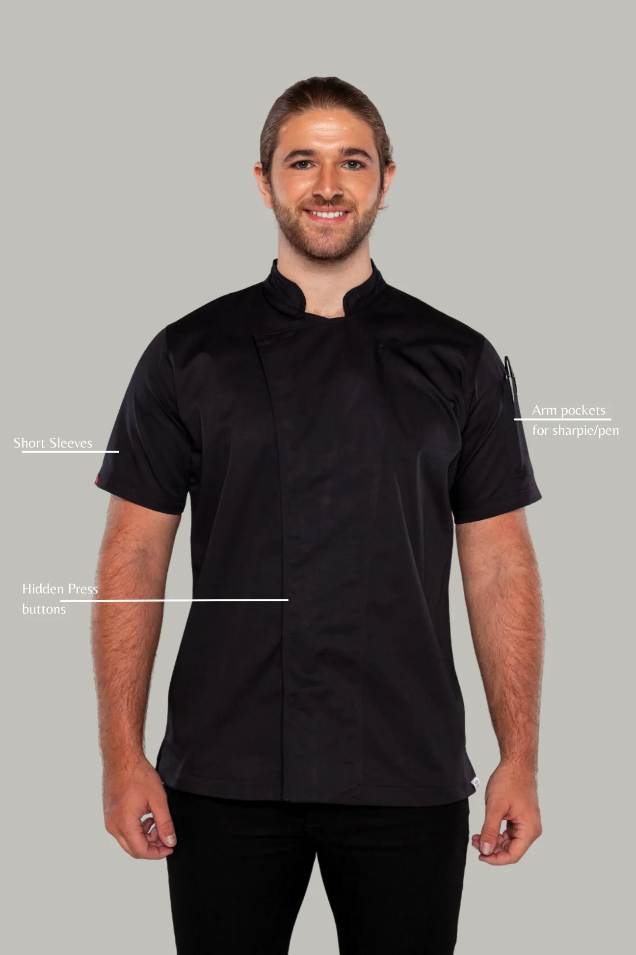 Flinders Black Chef jackets with Cool-vent