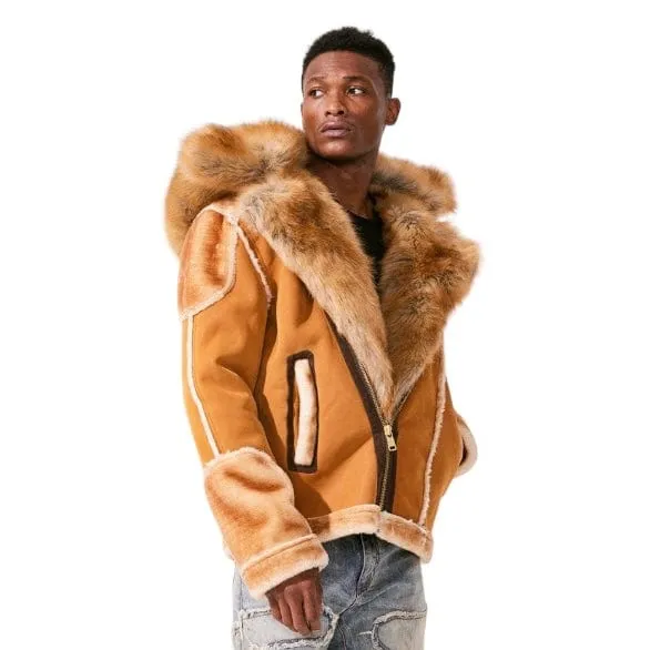 Jordan Craig El Jefe Shearling Moto Jacket (Cognac) - 91625