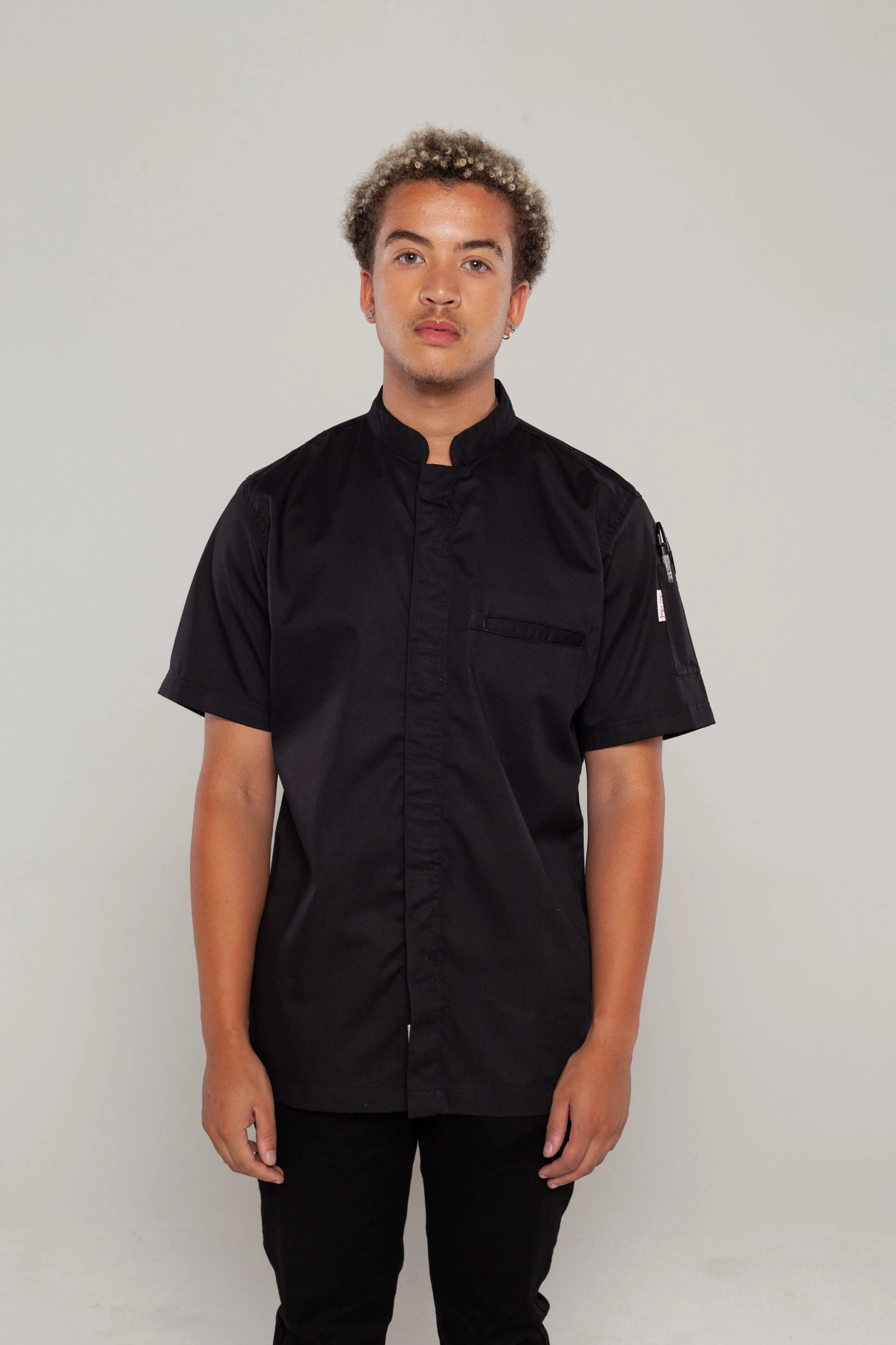 Mandarin Black Chef jacket Zip