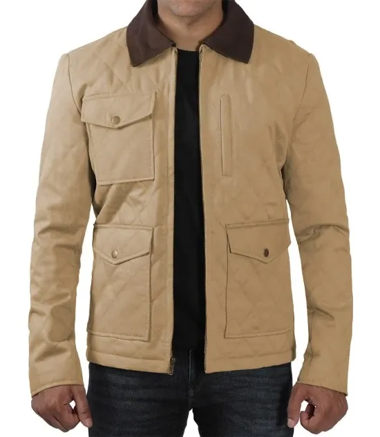 Mens Lightweight Beige Cotton Jacket