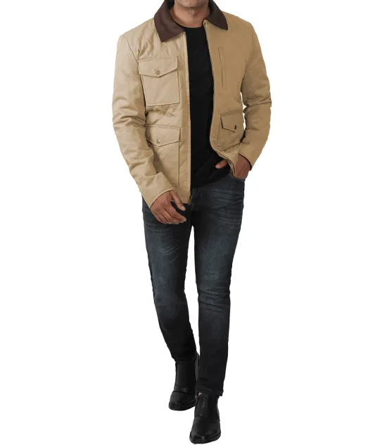 Mens Lightweight Beige Cotton Jacket