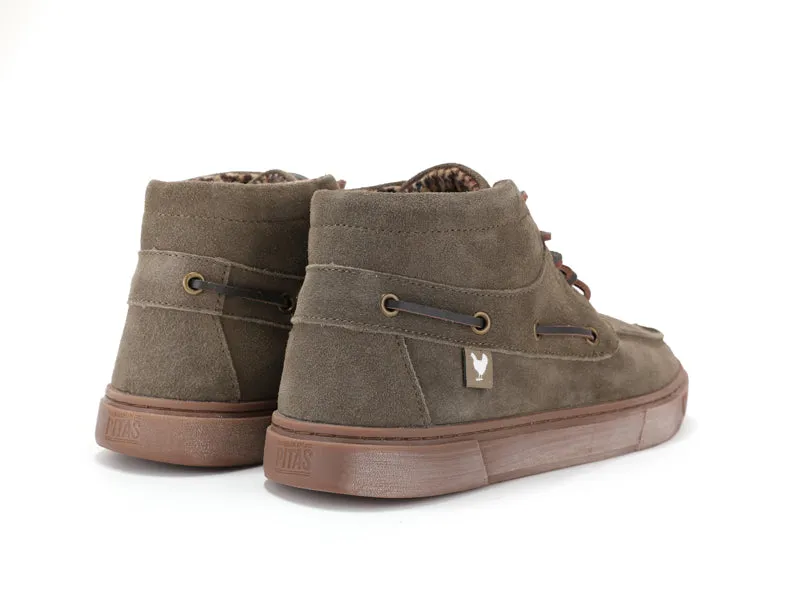 Mylos Mid-Top Khaki Suede Lace Up Mocs for Men