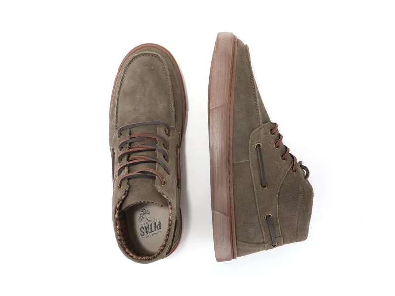 Mylos Mid-Top Khaki Suede Lace Up Mocs for Men