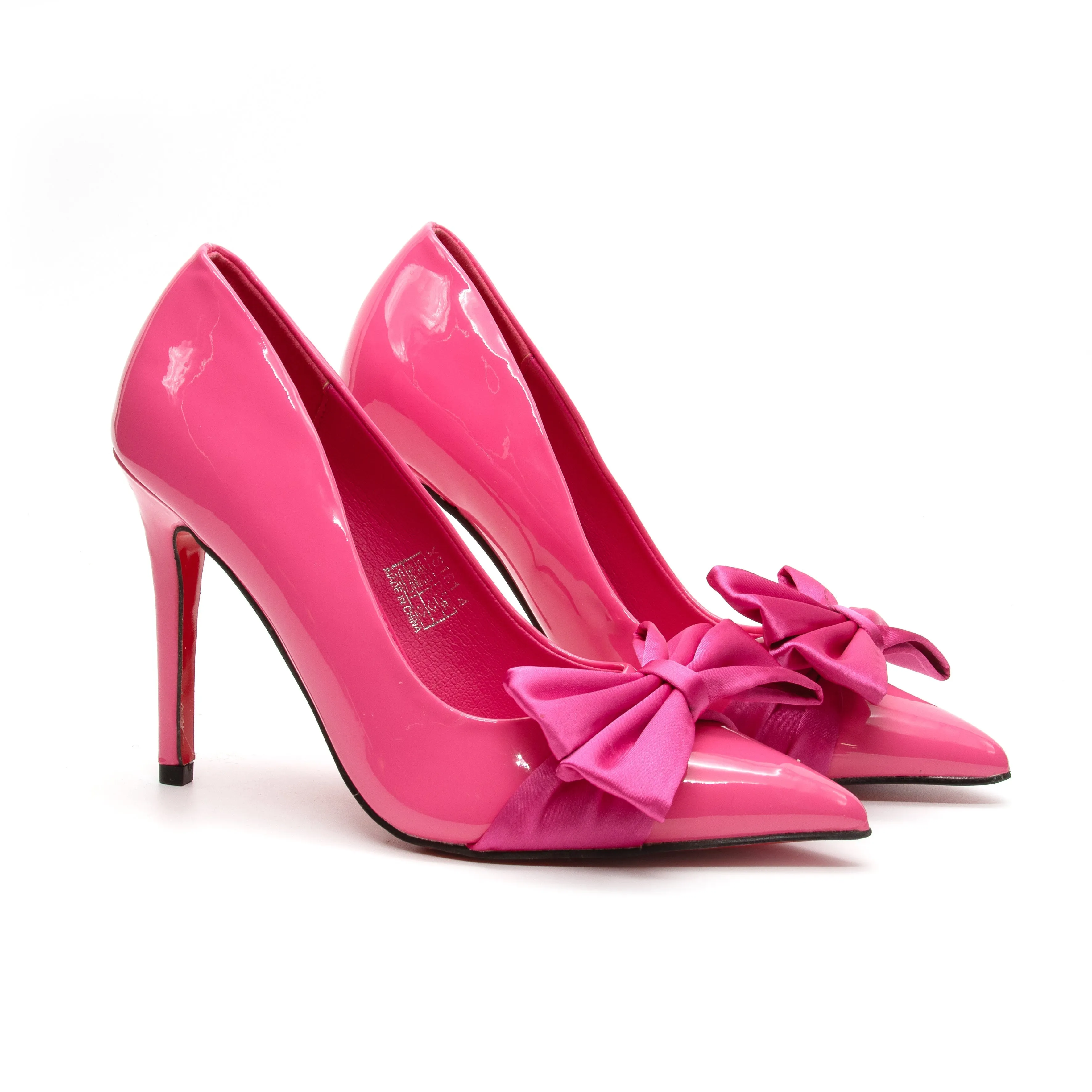 Pointed Toe Bow Knot Glossy High Heel