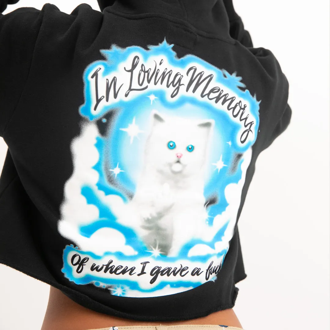 RIPNDIP WOMEN'S IN LOVING MEMORY CROPPED HOODIE-BLACK