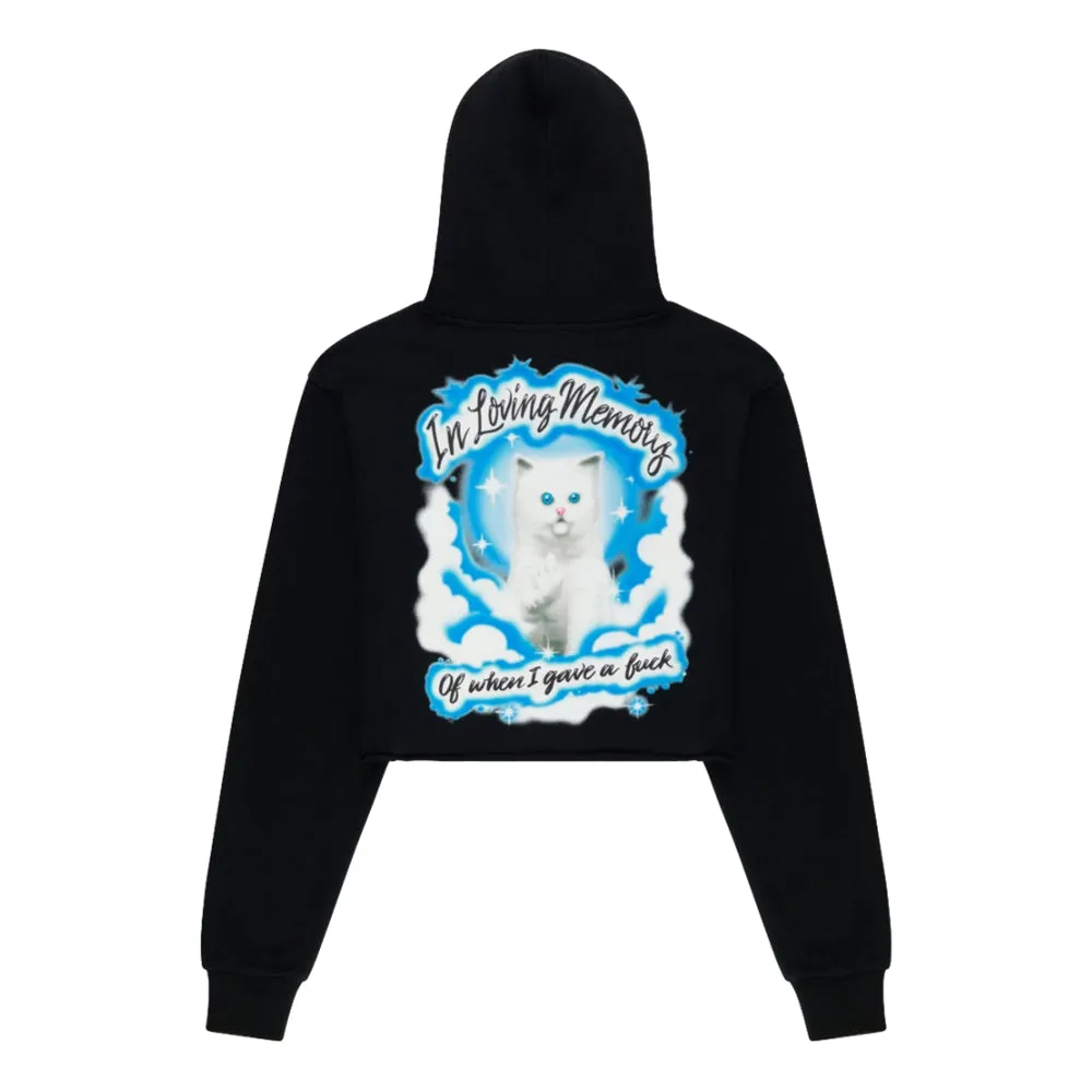 RIPNDIP WOMEN'S IN LOVING MEMORY CROPPED HOODIE-BLACK