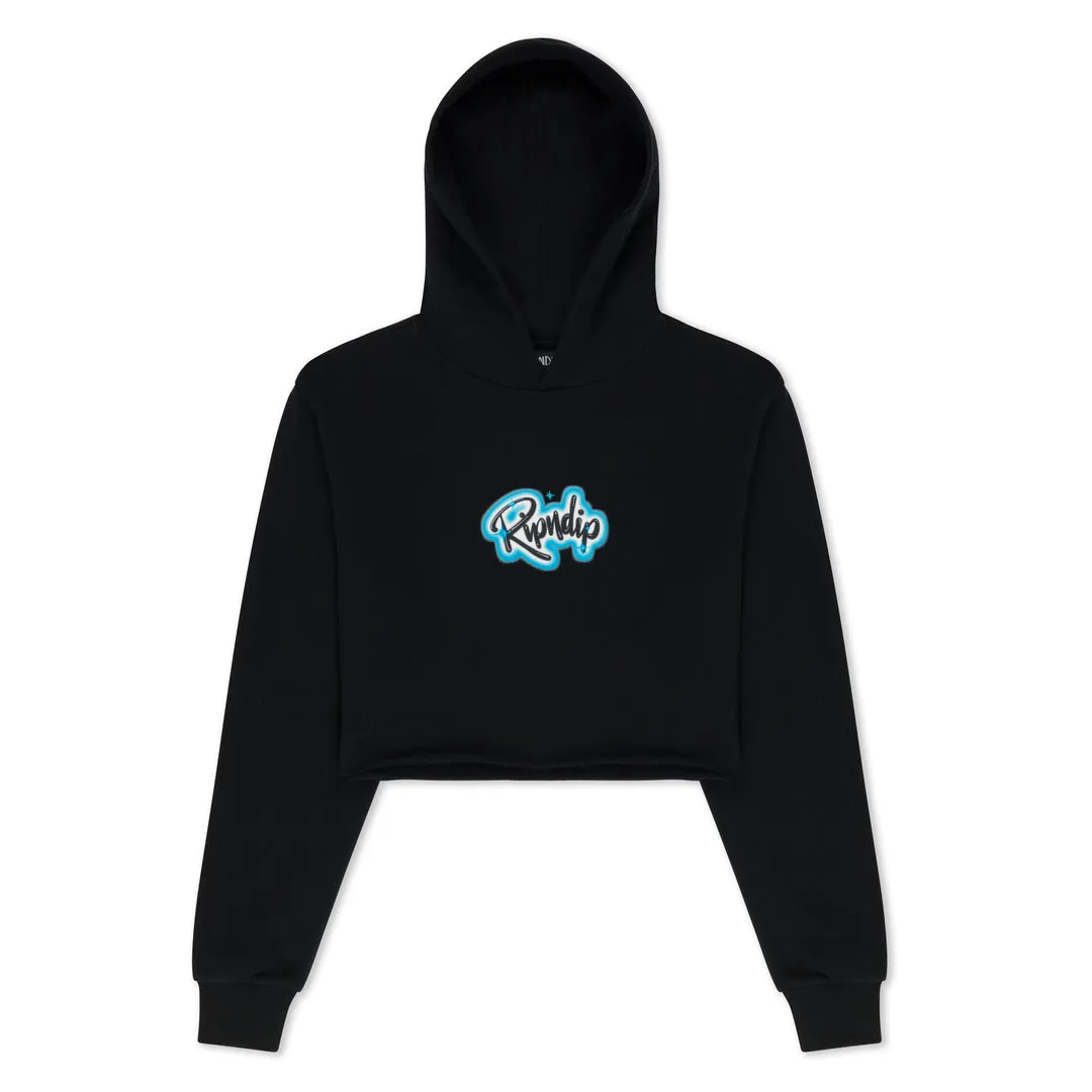 RIPNDIP WOMEN'S IN LOVING MEMORY CROPPED HOODIE-BLACK