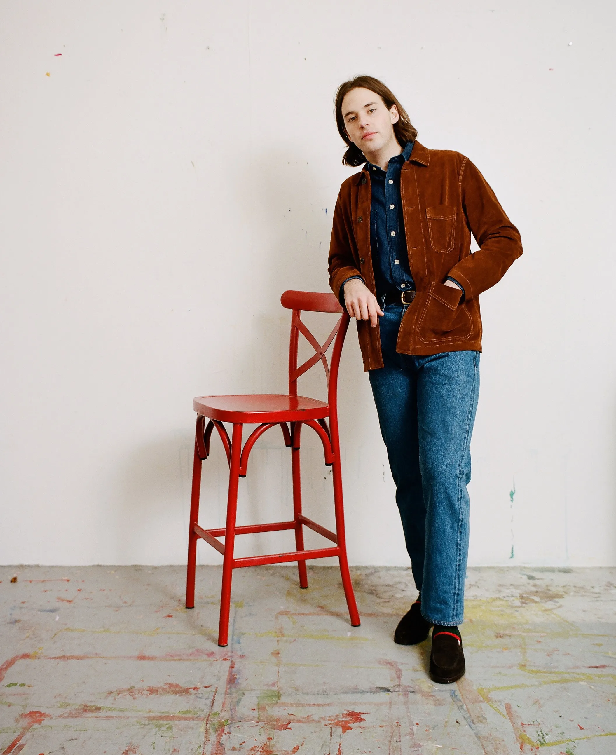 Rust Heavyweight Suede Five-Pocket Chore Jacket