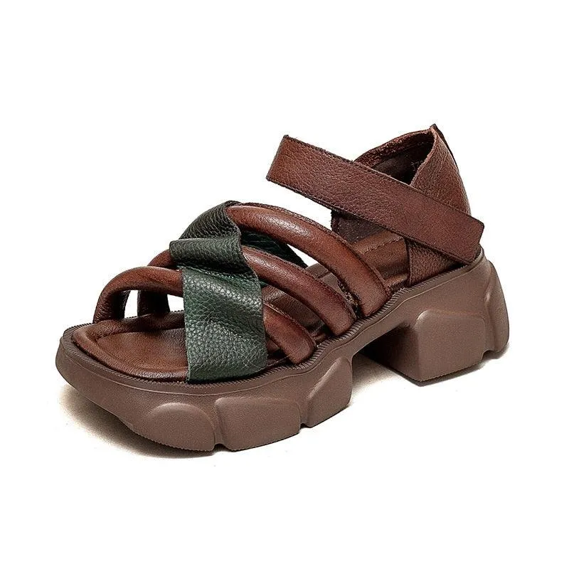 SA330 Women's Thick-soled Leather Gladiator Sandals: Casual Shoes