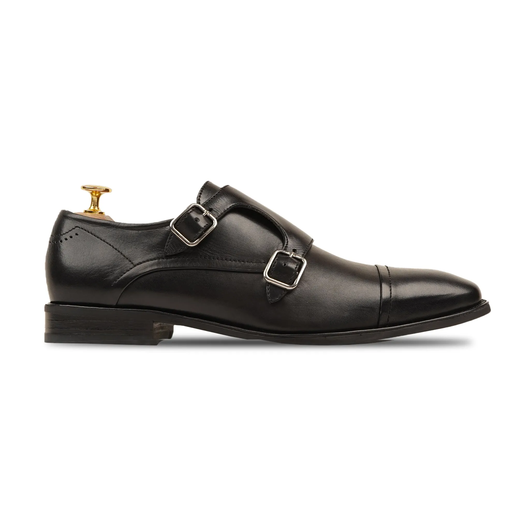 Sanford -Men's Black Calf Leather Double Monkstrap Shoe