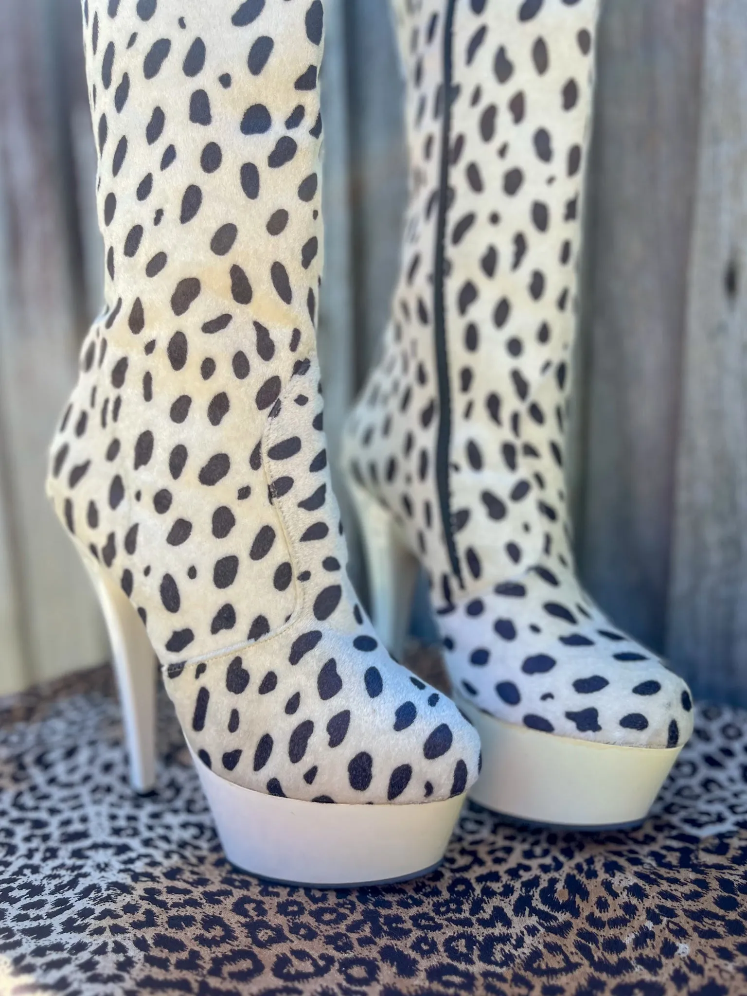 Snow Leopard Heeled Boots