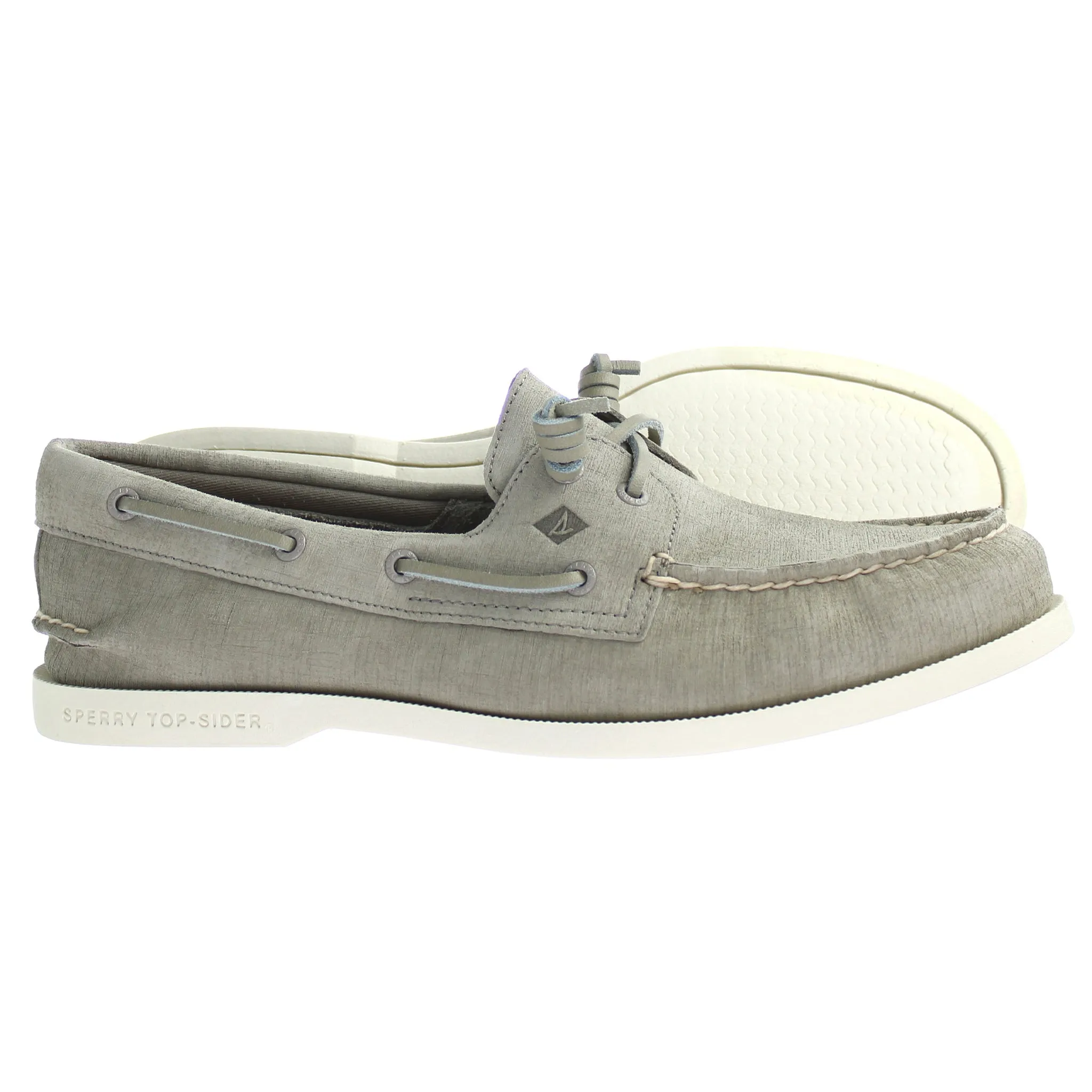 Sperry A/O 2-Eye Plushwave Womens Grey Boat Shoes