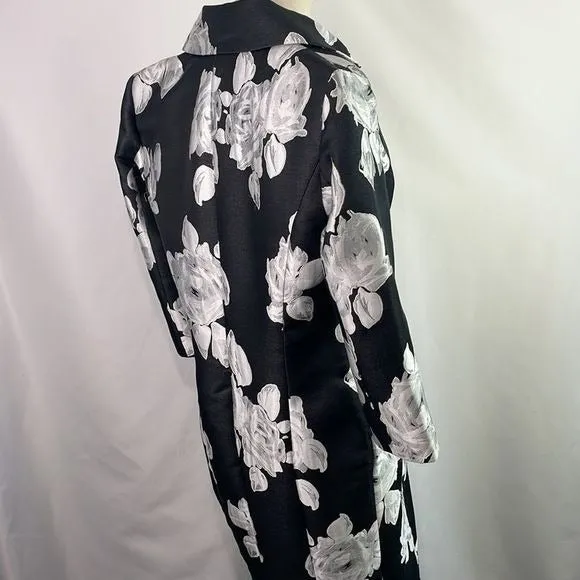 StJohnBlack And White Floral Brocade 3/4 Jacket