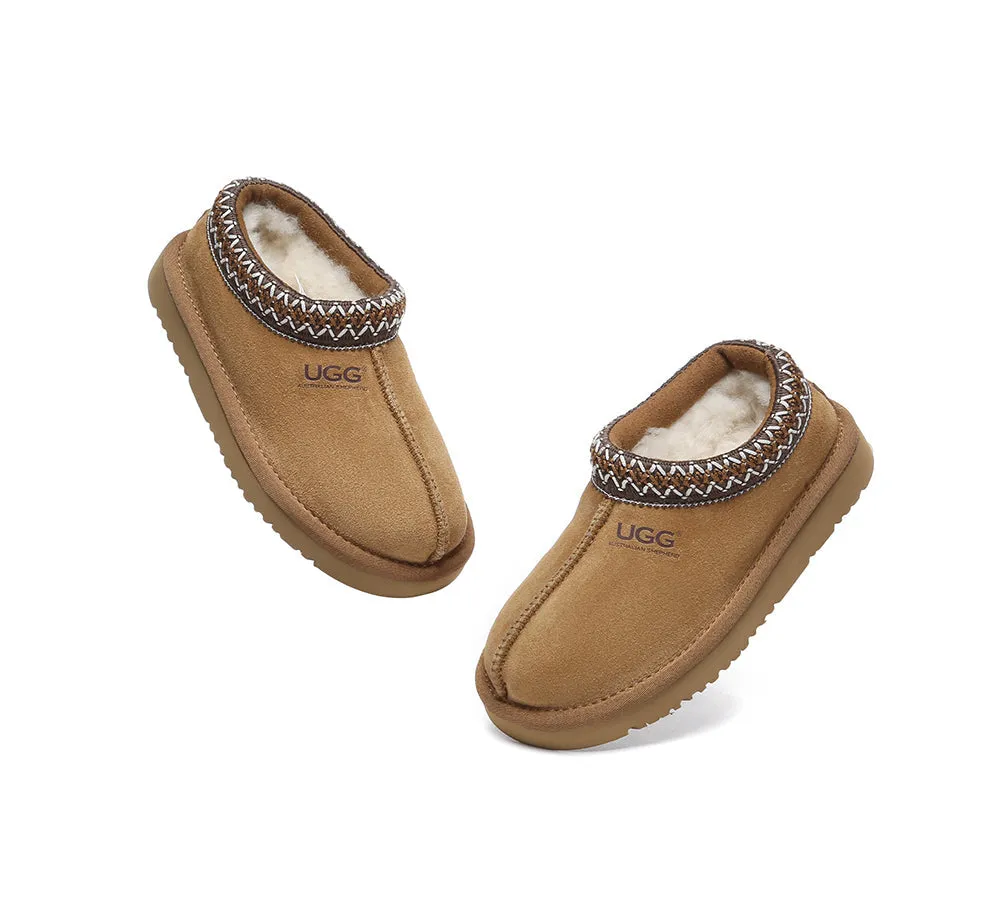 UGG AUSTRALIAN SHEPHERD Kids Sheepskin Wool Ankle Tazzy Slippers Hippie