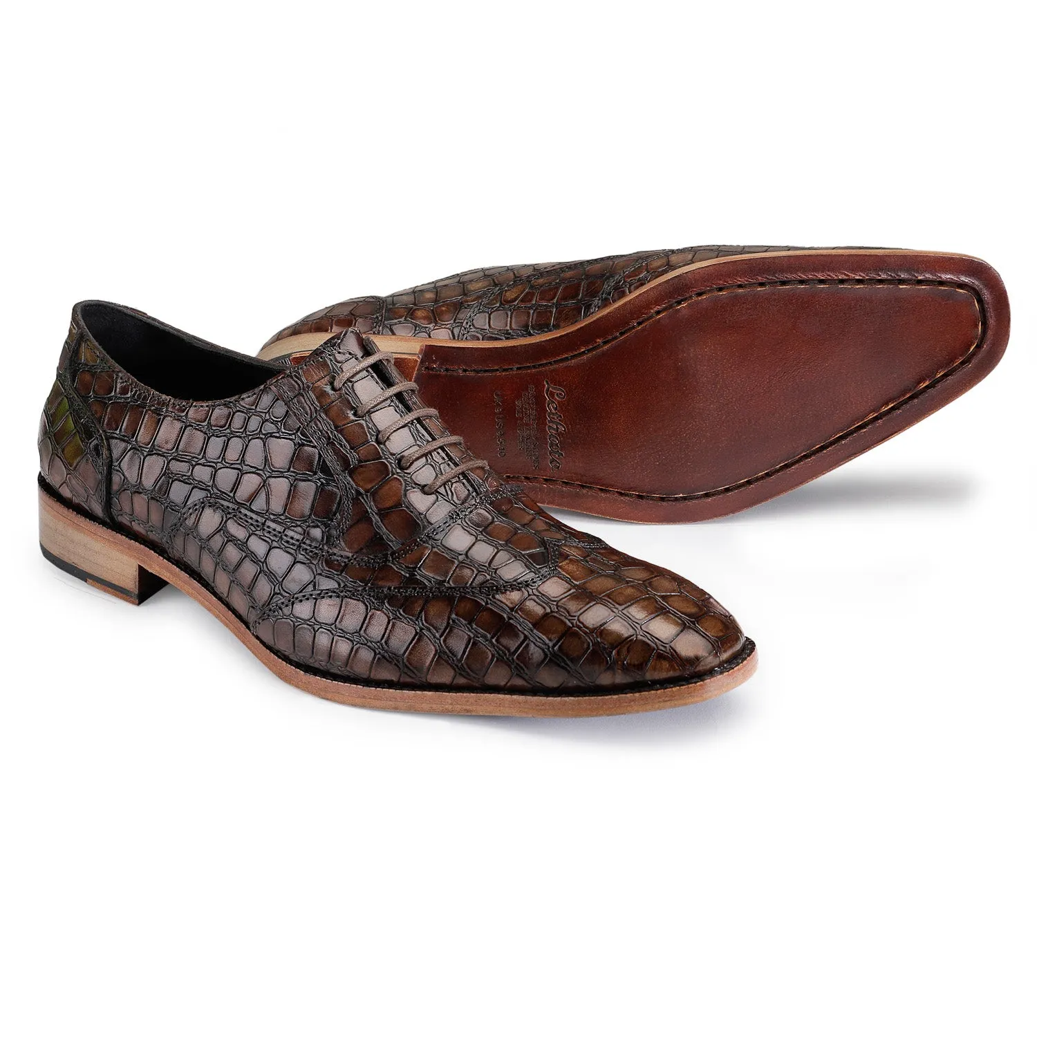 Wingtip Oxford - Croc Brown